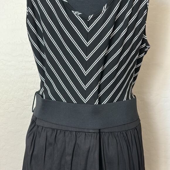 City Chic Ahoy Sailor Belted Fit Flare Dress Sleeveless Black White Nautical 20 - Picture 8 of 13